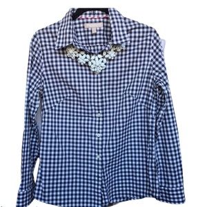 Banana Republic Gingham Blue Fitted Shirt Size 6P